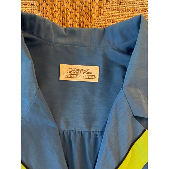 Vintage Lilli Ann Collections Blue and Green blouse Union Made SZ 12 - Picture 3 of 10